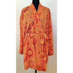 Victoria’s Secret Orange Floral Print Lightweight Belted Robe Women's One Size